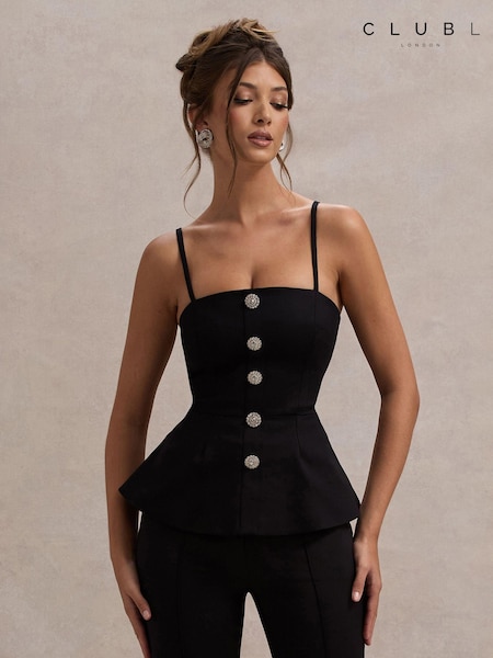 Club L London Skyla Strappy Top With Buttons (AU7593) | 271 LEI