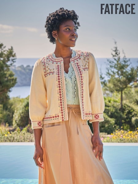 FatFace Zoe Ivory Embroidered Jacket (AU7606) | ₪327