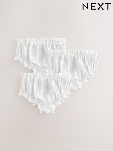 Ecru - Baby 100% Cotton Knickers 3 Pack (0mths-2yrs) (AU7609) | 18 €
