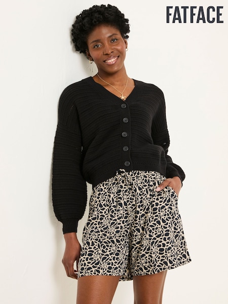 FatFace Anna Black Shibori Long Flippy Shorts (AU7610) | €50