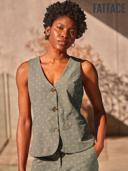 FatFace Florrie Light Green Florrie Embroidered Waistcoat (AU7612) | €46