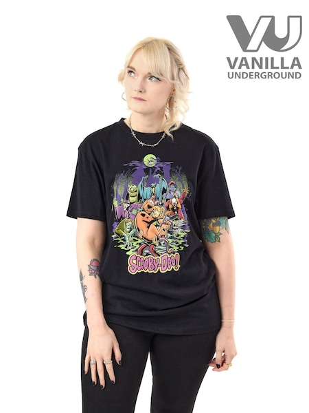 Vanilla Underground Black Unisex Adults Scooby Doo Licensed Halloween 100% Cotton T-Shirt (AU7650) | 104 QAR