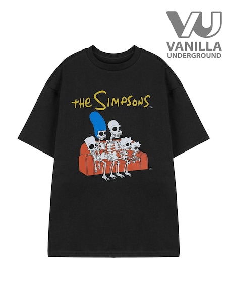 Vanilla Underground Black Mens The Simpsons Licensed Halloween 100% Cotton T-Shirt (AU7652) | €26