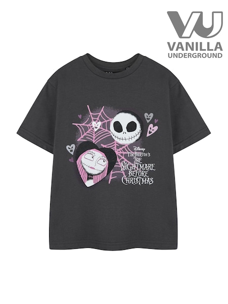 Vanilla Underground Grey Kids Unisex 100% Cotton Disney The Nightmare Before Christmas Licensed Halloween T-Shirt (AU7656) | $26