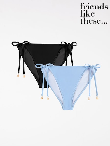 Friends Like These Multi Tie Side Bikini Bottoms With Shell Trim 2 Pack (AU7657) | €37