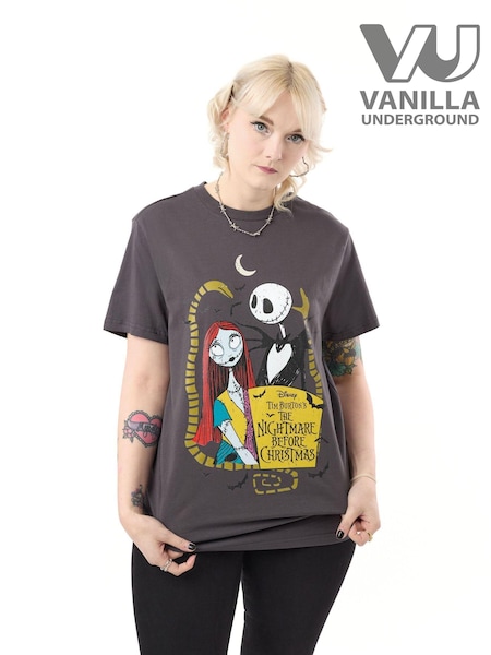Vanilla Underground Grey Unisex Adults Disney The Nightmare Before Christmas Licensed Halloween 100% Cotton T-Shirt (AU7664) | €14.50