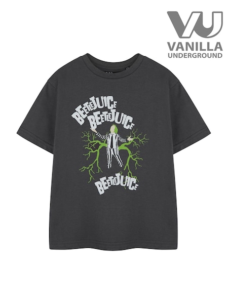 Vanilla Underground Grey Girls Beetlejuice Licensed Halloween 100% Cotton T-Shirt (AU7676) | 69 QAR