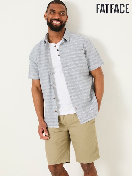 FatFace Blue Short Sleeve Semi Plain Textured Shirt (AU7681) | €66