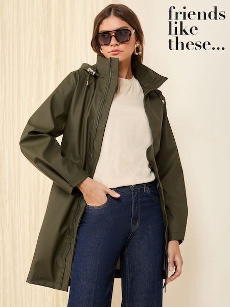 Friends Like These Khaki Hooded Rain Jacket (AU7688) | €75
