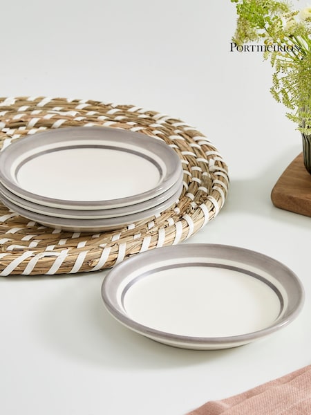 Portmeirion Grey Potter's Stripe Set of 4 Bread Plates (AU7702) | €34