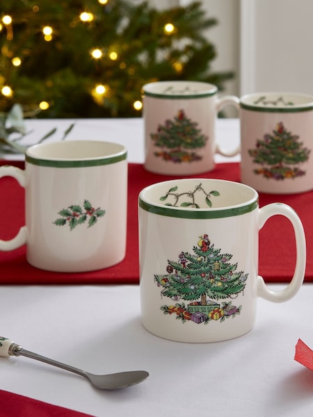 Spode Set of 4 Green Christmas Tree Mugs (AU7705) | €54