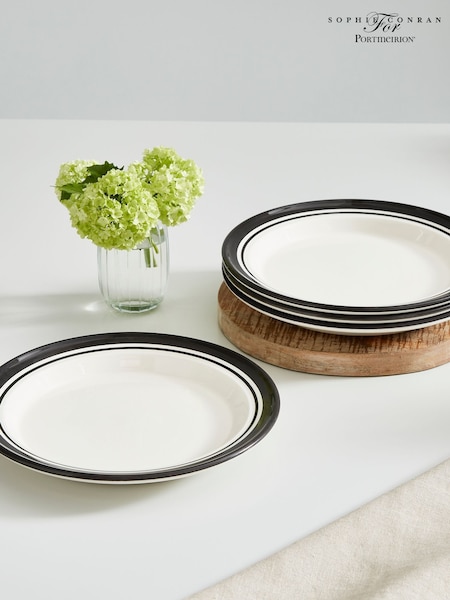 Portmeirion Black Potter's Stripe Set of 4 Dinner Plates (AU7719) | €54