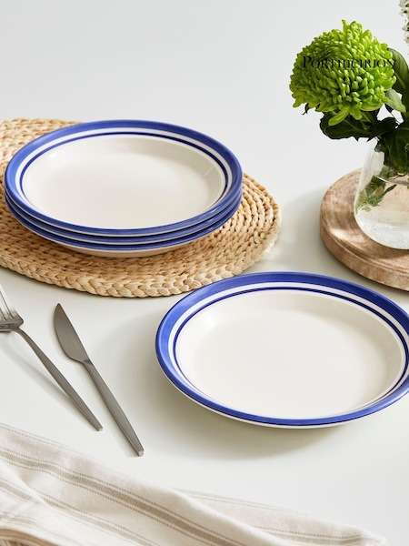 Portmeirion Blue White Potter's Stripe Set of 4 Side Plates (AU7734) | €44