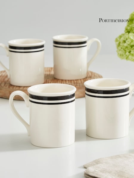 Portmeirion Black Potter's Stripe Set of 4 Breakfast Mugs (AU7737) | €35