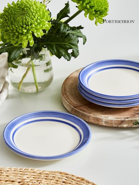 Portmeirion Blue White Potter's Stripe Set of 4 Bread Plates (AU7743) | €34
