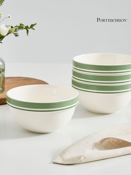 Portmeirion Set of 4 Green Potter's Stripe 7 Inch Stacking Bowls (AU7757) | €79