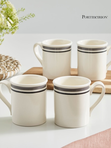 Portmeirion Grey Potter's Stripe Set of 4 Breakfast Mugs (AU7763) | €35