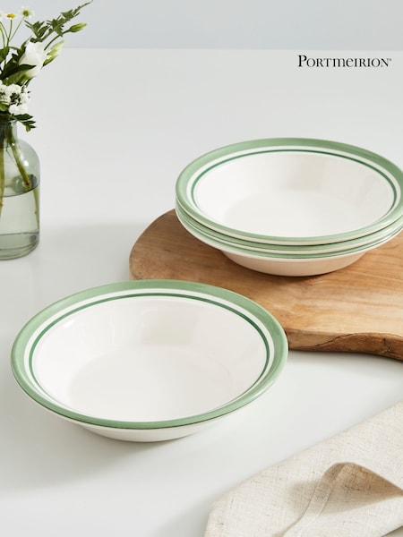 Portmeirion Set of 4 Green Potter's Stripe Soup Plates (AU7765) | €54