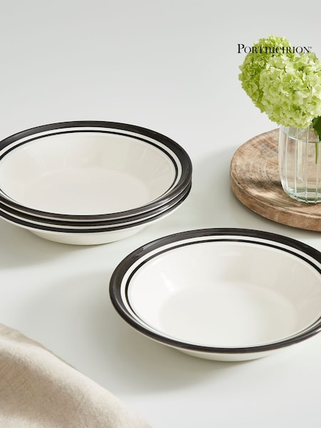 Portmeirion Set of 4 Black Potter's Stripe Soup Plates (AU7774) | €54