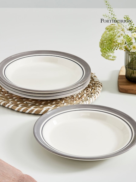 Portmeirion Grey Potter's Stripe Set of 4 Dinner Plates (AU7778) | €54