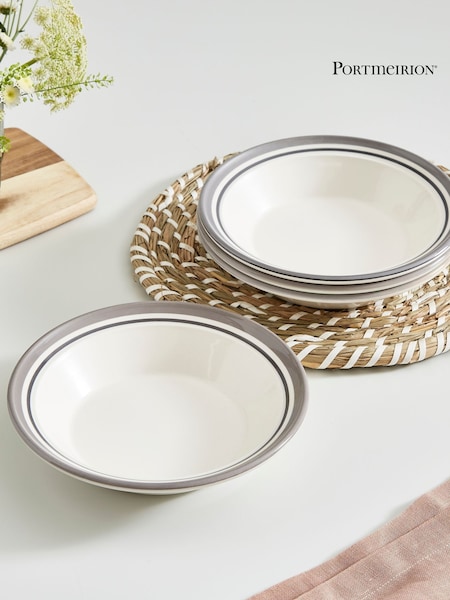 Portmeirion Set of 4 Grey Potter's Stripe Soup Plates (AU7779) | €54