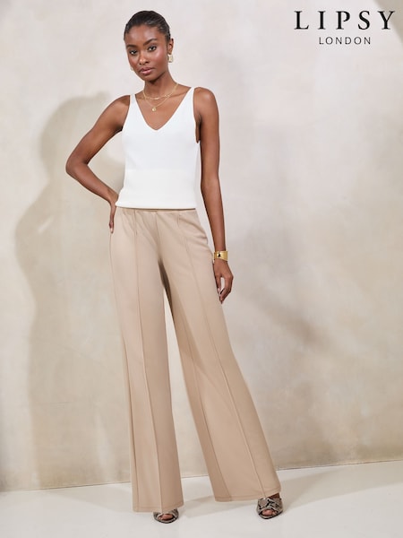 Lipsy Neutral High Waist Wide Leg Tailored Trousers (AU7791) | €45
