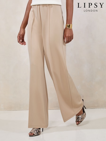 Lipsy Neutral Petite High Waist Wide Leg Tailored Trousers (AU7796) | €42