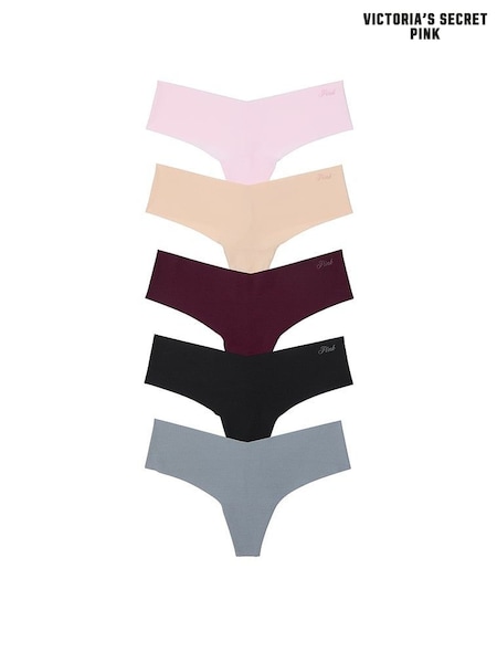 Victoria's Secret PINK Grey/Black/Purple/Pink/Marzipan Thong 5 Pack Knickers (AU7820) | €31