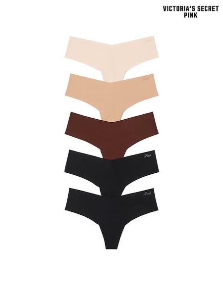 Victoria's Secret PINK Black/Brown/Nude Thong 5 Pack Knickers (AU7833) | €31