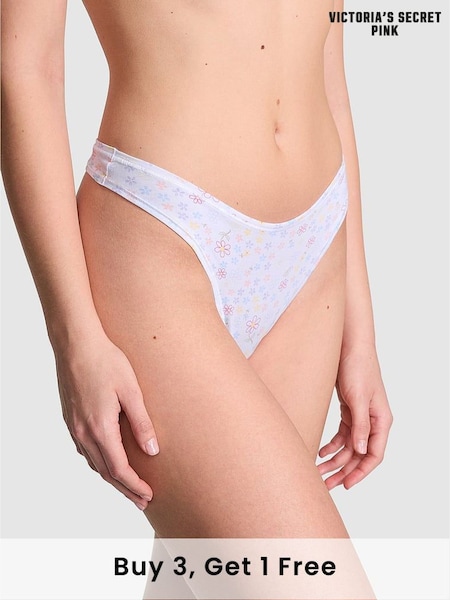 Victoria's Secret PINK White Floral Thong Cotton Knickers (AU7838) | €10.50