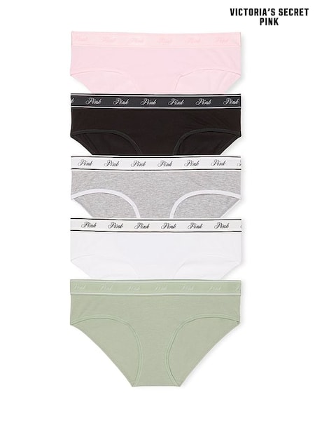 PINK Black/White/Green/Grey/Pink Hipster 5 Pack Knickers (AU7858) | €31
