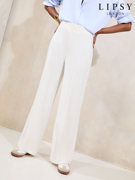 Lipsy White High Waist Wide Leg Tailored Trousers (AU7859) | €42
