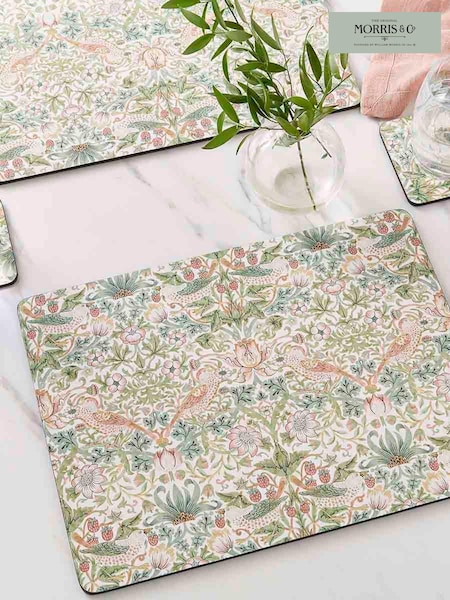 Morris & Co. Set of 4 Green Strawberry Thief Large Placemats (AU7873) | €49