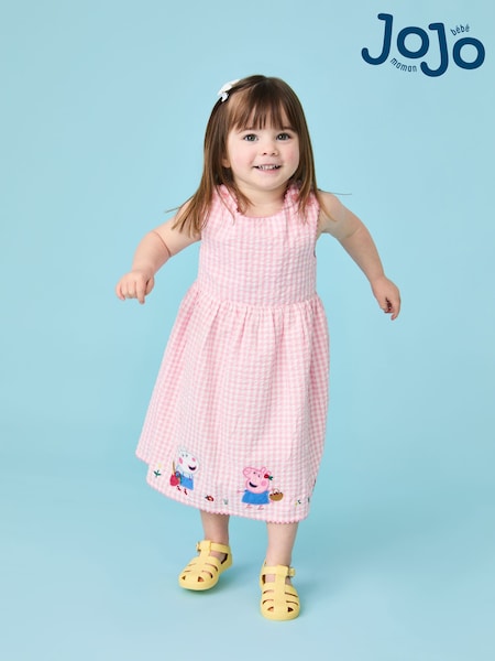 Jojo Maman Bébé Pink Peppa Pig Applique Gingham Cross Back Dress (AU7917) | 147 QAR - 169 QAR