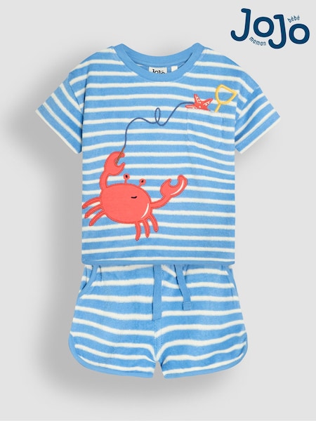 JoJo Maman Bébé Blue 2-Piece Crab Textured T-Shirt & Shorts Set (AU7918) | €35.50 - €39