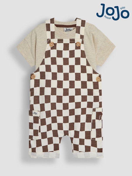 צבע אבן - Jojo Maman Bébé 2-piece Checkerboard Dungarees & T-shirt Set (AU7944) | ‏111‏₪ - ‏116‏ ₪