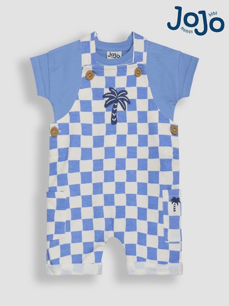 Azul - JoJo Maman Bébé 2-Piece Checkerboard Dungarees & T-Shirt Set (AU7948) | 35 € - 37 €