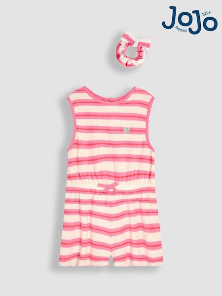 Rosa gestreift - JoJo Maman Bébé Towelling Sunsuit & Scrunchie (AU7955) | 45 € - 49 €