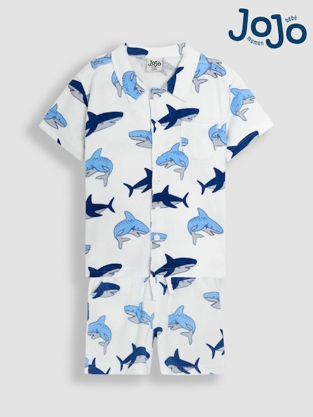 JoJo Maman Bébé Ecru 2-Piece Shark Textured Shirt & Shorts Set (AU7957) | €35.50 - €39
