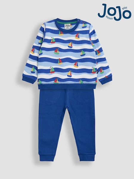 JoJo Maman Bébé Blue Sailboat Printed 100% Cotton Sweatshirt & Joggers Set (AU7972) | 1,802 UAH - 2,163 UAH