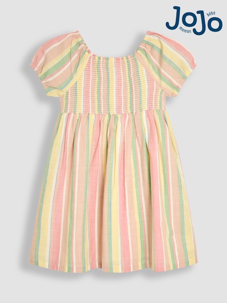 JoJo Maman Bébé Orange Smocked Puff Sleeve Dress (AU7982) | kr328 - kr371
