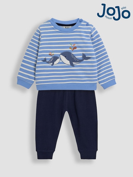 JoJo Maman Bébé Blue 2-Piece Whale Appliqué Sweatshirt & Leggings Set (AU7988) | €45 - €46