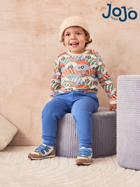 JoJo Maman Bébé Stone Tractor Printed Sweatshirt & Joggers 100% Cotton Set (AU7998) | €39 - €47