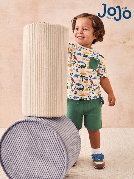 JoJo Maman Bébé Khaki Dino 2-Piece Printed T-Shirt & Short Set (AU8003) | kr371 - kr414