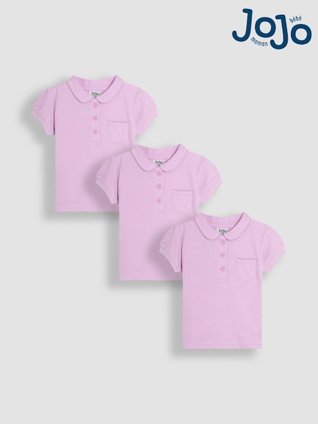 Rosa - JoJo Maman Bébé 100% Cotton Polo Shirts 3 Pack (AU8010) | 43 € - 48 €