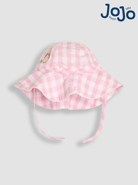 JoJo Maman Bébé Pink Gingham Flopsy Bunny Floppy Sun 100% Cotton Hat (AU8013) | €21