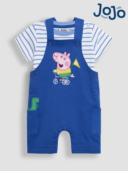 JoJo Maman Bébé Blue 2-Piece Peppa Pig Dungarees & T-Shirt Set (AU8015) | €46 - €48