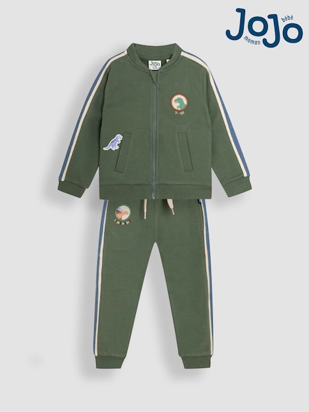 Khaki Dino - Jojo Maman Bébé 2 Piece Zip-up 100% Cotton Tracksuit (AU8028) | €49 - €58