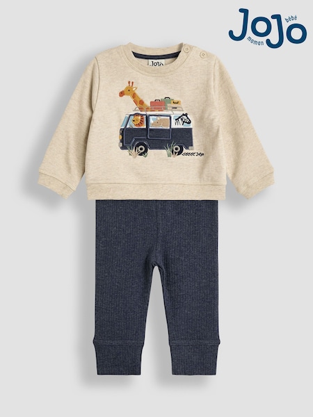 JoJo Maman Bébé Natural Safari Appliqué Sweatshirt & Leggings Set (AU8034) | €45 - €46