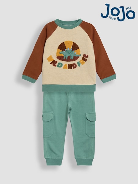 Jojo Maman Bébé Dino Appliqué Sweatshirt & Cargo Joggers Set (AU8045) | ‏161‏₪ - ‏191‏ ₪